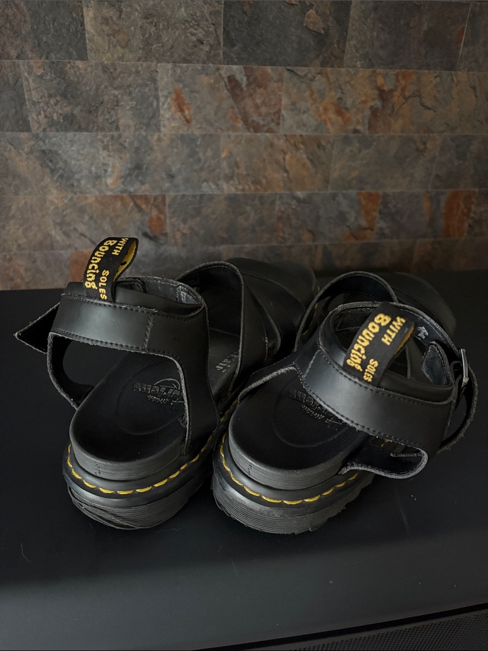Dr. Martens Black Leather Strappy Platform Sandals - Picture 4 of 6